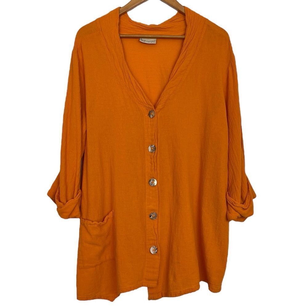 Cottonways Tammy Gauze Tunic Top Size L XL 2 Lagenlook Coastal Euro Summer NWT